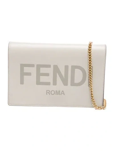 Pre-owned Fendi Leather Clutch In Neutral