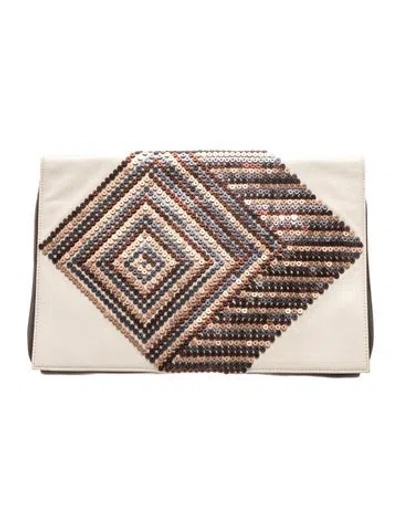 Pre-owned Fendi Leather Clutch In Neutrals
