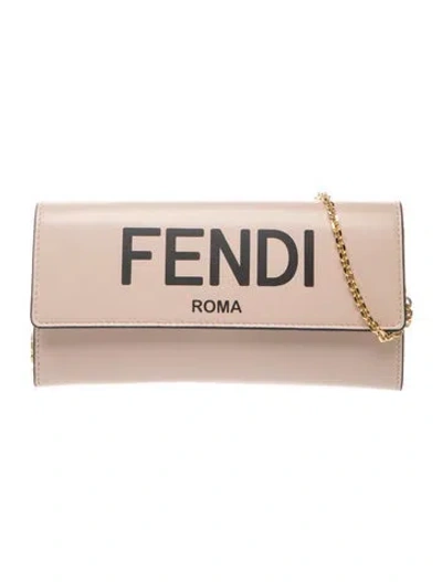 Pre-owned Fendi Leather Clutch In Neutrals/pink