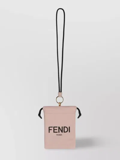 Fendi Leather Clutch With Adjustable Strap And Ring Detail