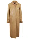 Fendi Light Brown Leather Coat In Brown
