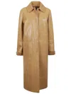 Fendi Light Brown Leather Coat In Brown