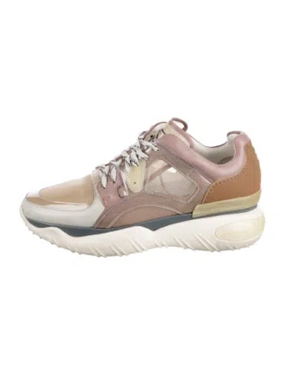 Pre-owned Fendi Leather Colorblock Pattern Chunky Sneakers