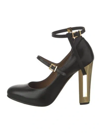 Pre-owned Fendi Leather Colorblock Pattern Pumps In Black