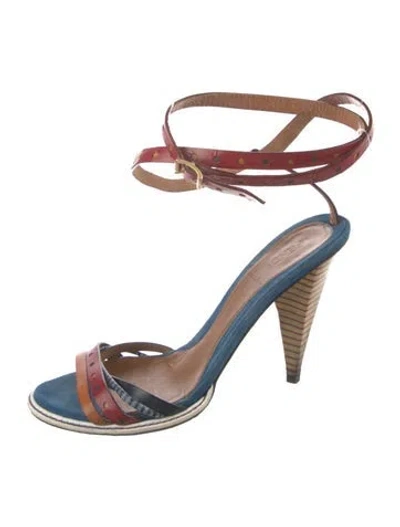 Pre-owned Fendi Leather Colorblock Pattern Sandals In Multi
