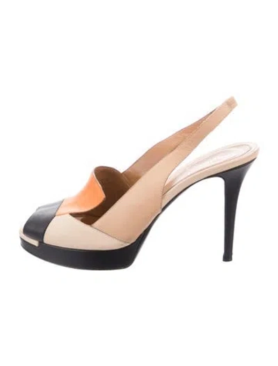 Pre-owned Fendi Leather Colorblock Pattern Slingback Pumps