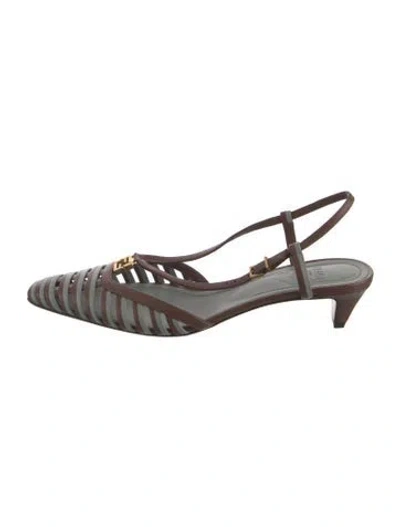 Pre-owned Fendi Leather Colorblock Pattern Slingback Pumps In Brown