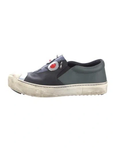 Pre-owned Fendi Leather Colorblock Pattern Sneakers In Black