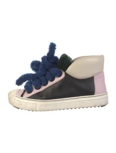 Pre-owned Fendi Leather Colorblock Pattern Sneakers In Multi