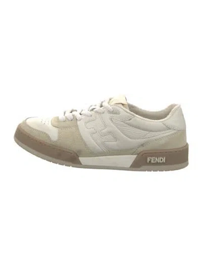 Pre-owned Fendi Leather Colorblock Pattern Sneakers In Neutral