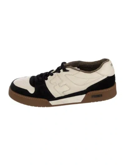 Pre-owned Fendi Leather Colorblock Pattern Sneakers In Neutral