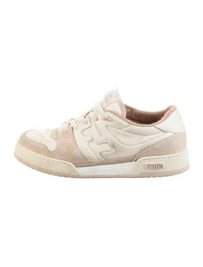 Pre-owned Fendi Leather Colorblock Pattern Sneakers In Neutral