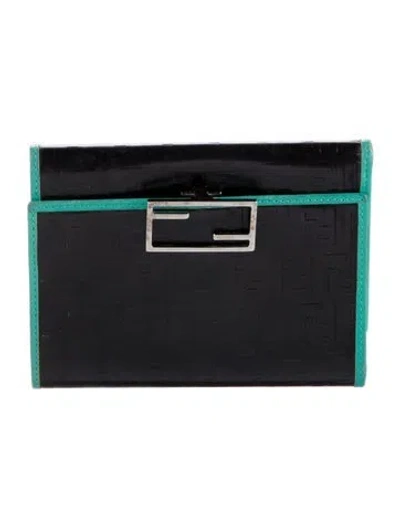 Pre-owned Fendi Leather Colorblock Pattern Trifold Wallet In Black
