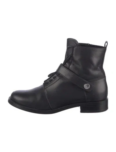 Pre-owned Fendi Leather Combat Boots In Black