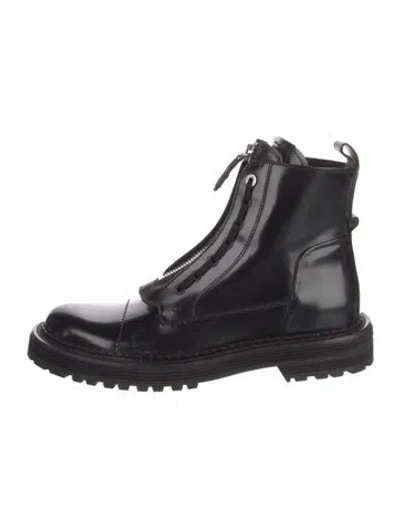 Pre-owned Fendi Leather Combat Boots In Black