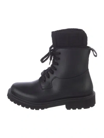 Pre-owned Fendi Leather Combat Boots In Black