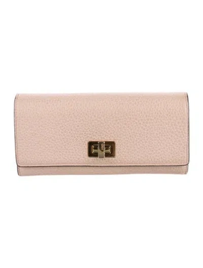 Pre-owned Fendi Leather Continental Wallet In Neutral