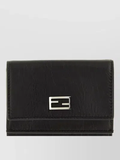 Fendi Leather Craquelé Mini Trifold Wallet