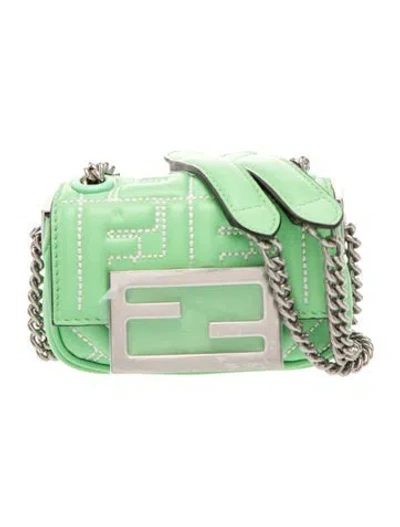Pre-owned Fendi Leather Crossbody Bag In Green