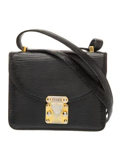 Pre-owned Fendi Leather Crossbody Bag Vintage In Black