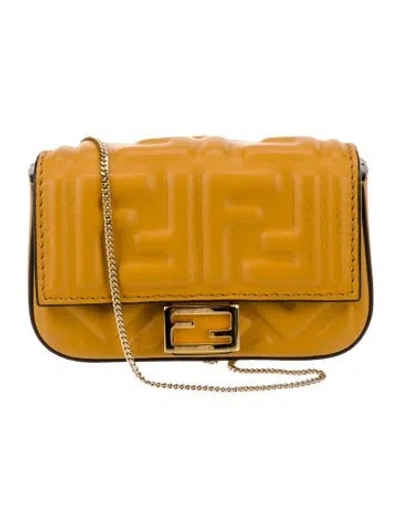 Pre-owned Fendi Leather Crossbody Bag In Yellow