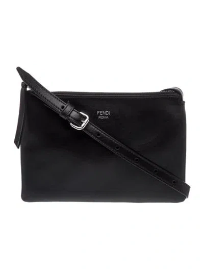 Pre-owned Fendi Leather Crossbody Pouch Mini 2025 In Black