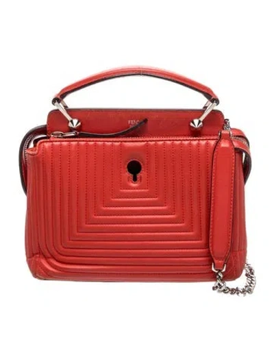 Pre-owned Fendi Leather Dotcom Small In Red
