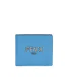 Fendi Leather Double-folded Wallet In Blue