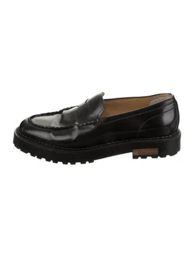 Pre-owned Fendi Leather Dress Loafers In Black