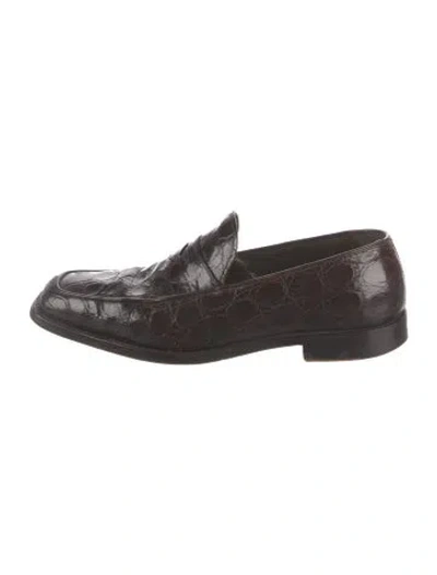 Pre-owned Fendi Leather Dress Loafers In Brown