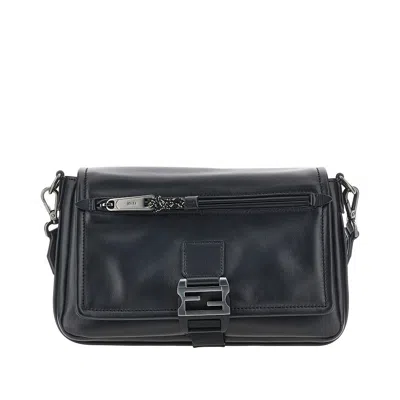 Fendi Leather ' Flux Messenger' Bag In Black