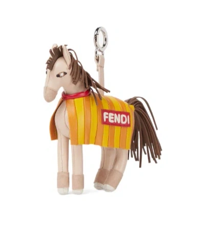 Fendi Leather  Horse Charm In Multi