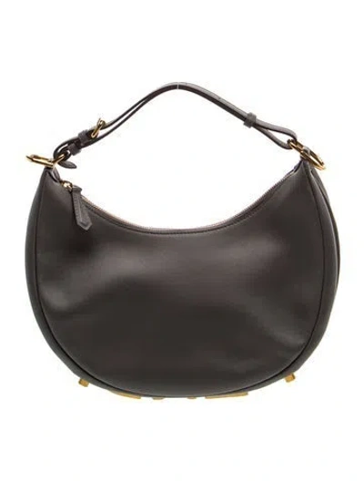 Pre-owned Fendi Leather Graphy Small In Black