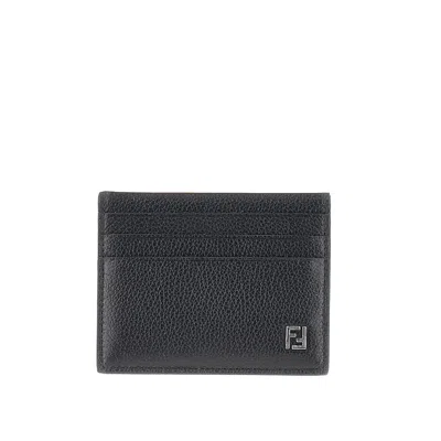Fendi Leather Ff Cardholder In Black