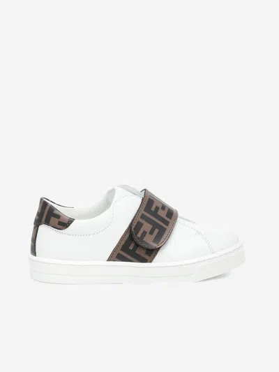 Fendi Leather Ff Logo Strap Trainers Eu 23 Brown