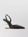 FENDI LEATHER FIRST PUMPS WITH METAL HEEL DETAIL