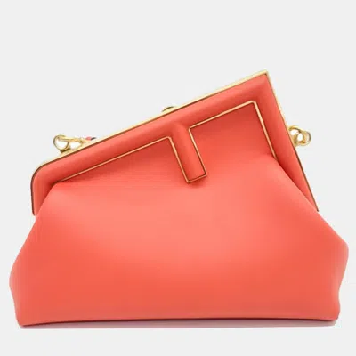 Pre-owned Fendi Leather First Small Crossboody Bag In Red