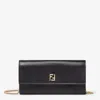 Fendi Ff Continental With Chain Black Leather Wallet In Black