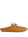 Fendi Mule Sabot Nabuk Camel Int Borreguillo In Brown