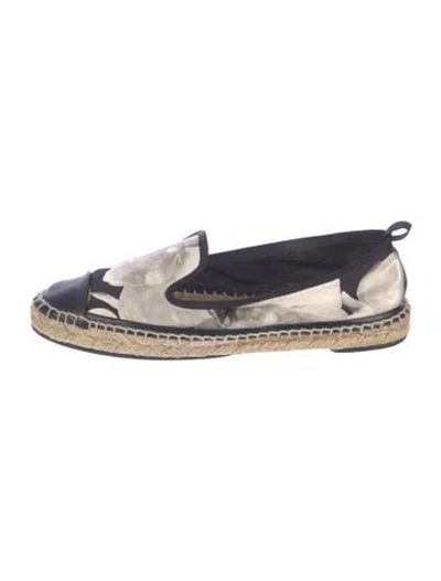 Pre-owned Fendi Leather Floral Print Espadrilles In Blue