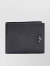 Fendi Leather Folded Wallet Embossed Pattern In Black