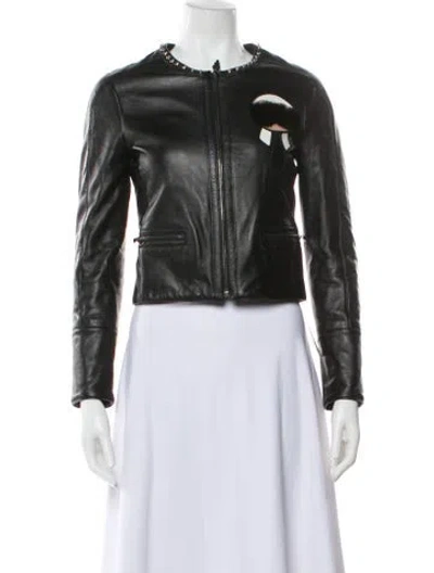 Pre-owned Fendi Leather Fur Jacket In Black