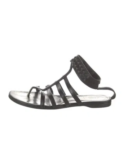 Pre-owned Fendi Leather Gladiator Sandals In Black