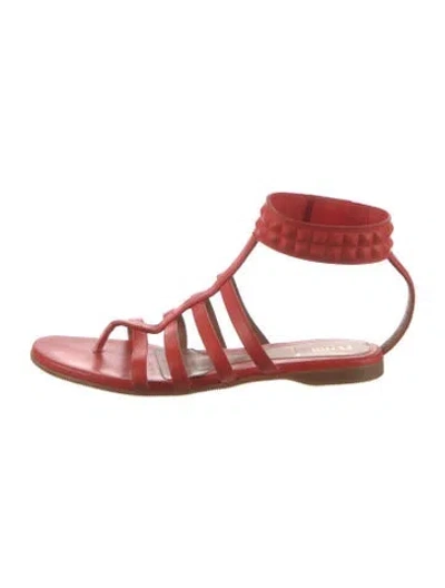 Pre-owned Fendi Leather Gladiator Sandals In Orange