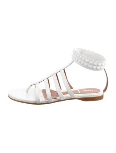 Pre-owned Fendi Leather Gladiator Sandals In White