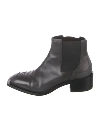 Pre-owned Fendi Leather Graphic Print Chelsea Boots In Black