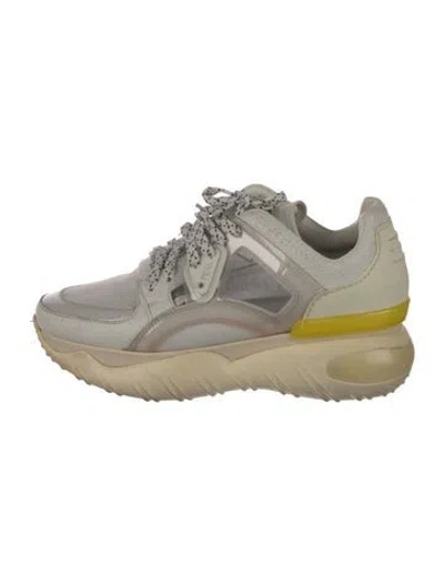 Pre-owned Fendi Leather Graphic Print Chunky Sneakers In White