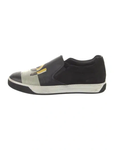 Pre-owned Fendi Leather Graphic Print Espadrilles In Black