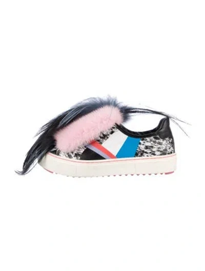 Pre-owned Fendi Leather Graphic Print Sneakers In Multicolor