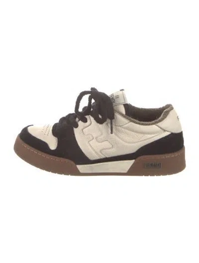 Pre-owned Fendi Leather Graphic Print Sneakers In Neutral